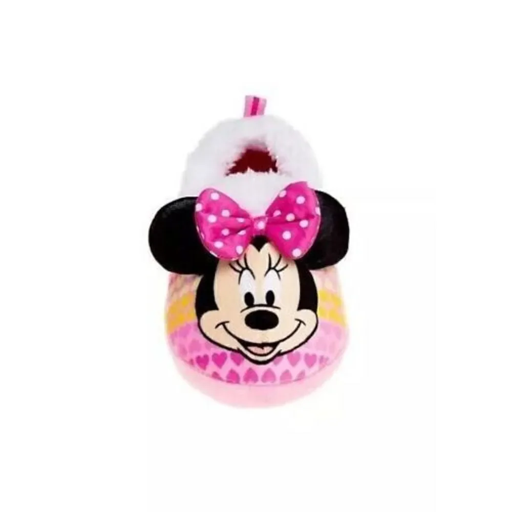 Minnie Mouse Toddler Girl Size 11-12 Pink Hearts Girl's Slippers Indoor Shoes NE